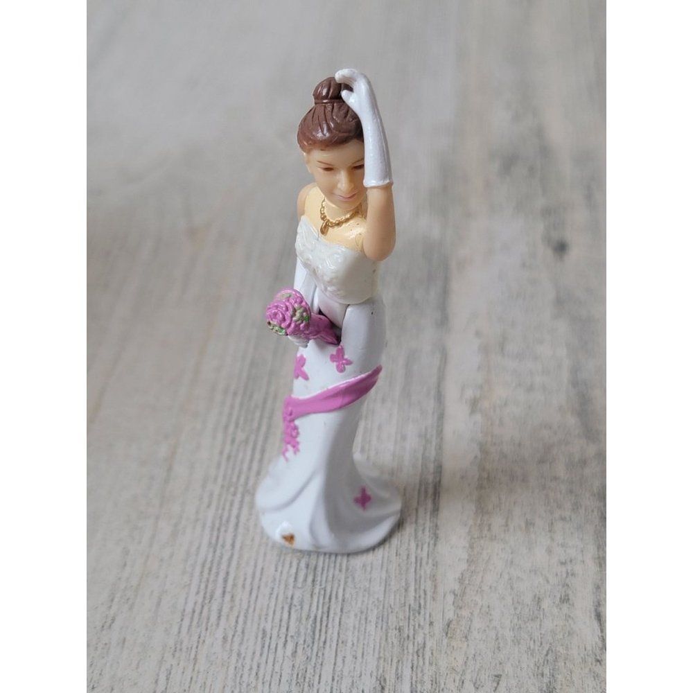 Miniature bride flower pink wedding‎ doll toy figure